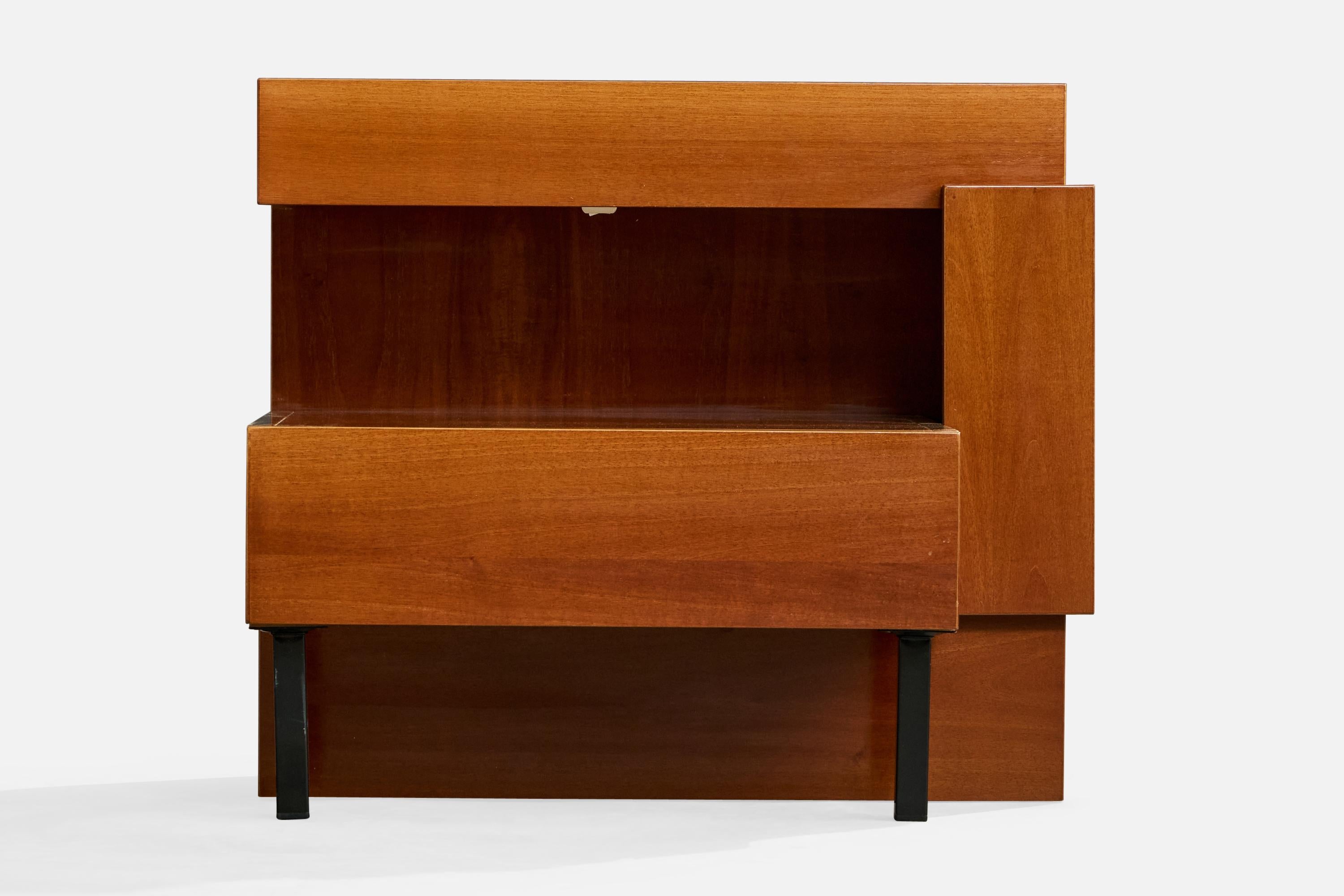 Mid-20th Century Nello Baroni Attribution, Nightstands, Wood, Metal, Italy, 1960s For Sale