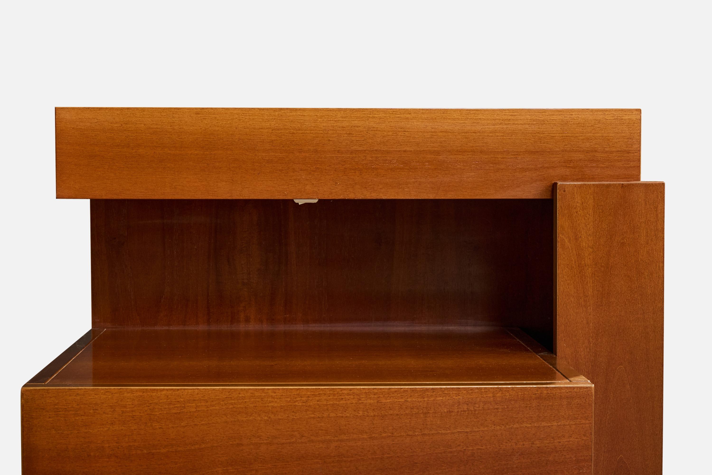 Nello Baroni Attribution, Nightstands, Wood, Metal, Italy, 1960s For Sale 1