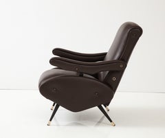 Nello Pini for Novarredo, Pair of Reclining Leather Lounge Chairs, Italy 1959