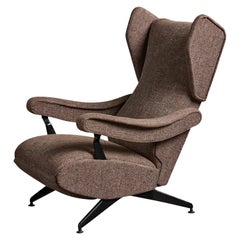 Nello Pini, Lounge Chair, Metal, Fabric, Italy, 1960s