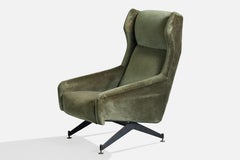 Nello Pini, Loungesessel, Samt, Metall, Messing, Italien, 1960er Jahre