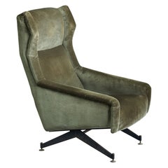 Nello Pini, Loungesessel, Samt, Metall, Messing, Italien, 1960er Jahre