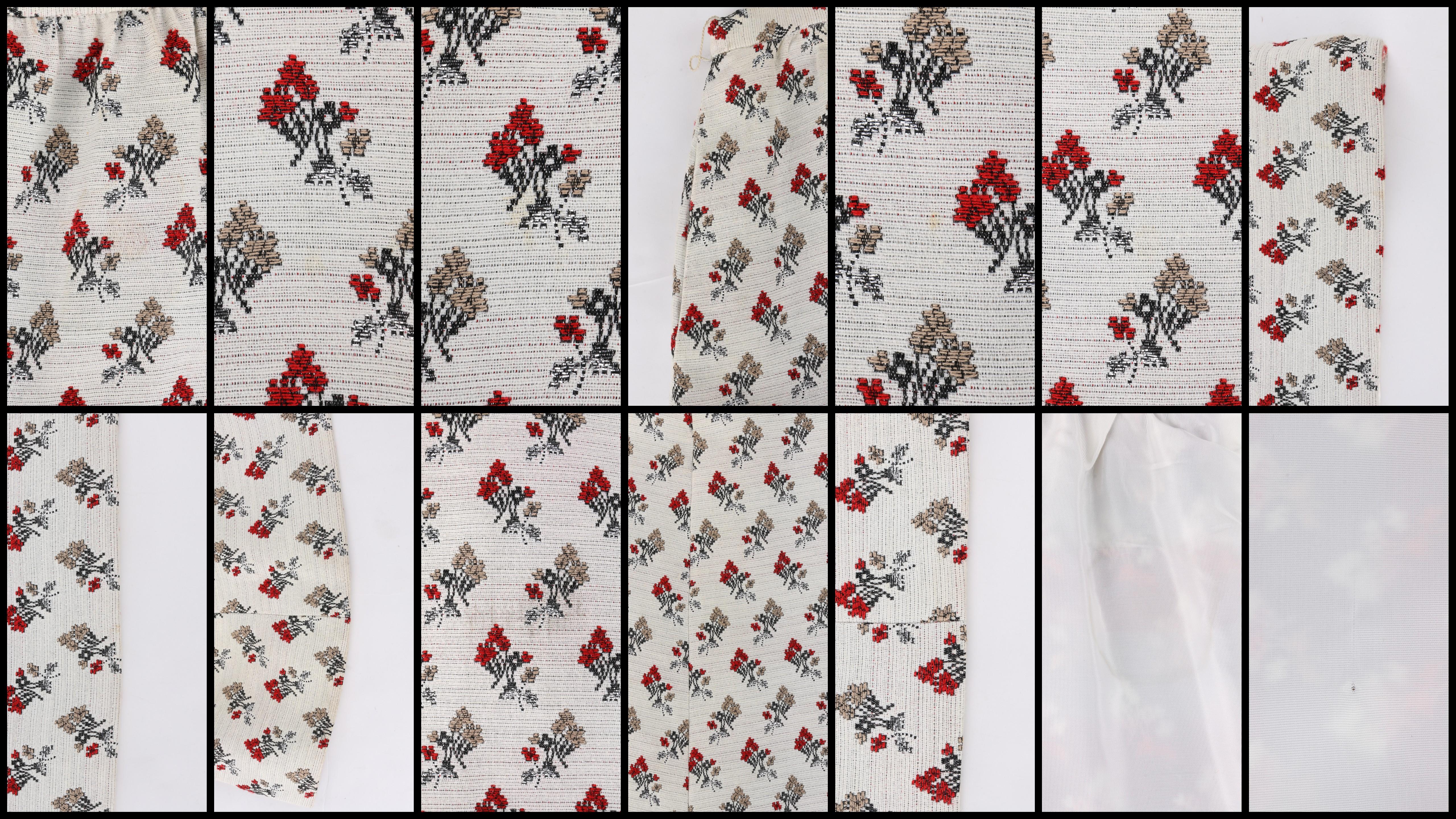 NELLY DE GRAB ca. 1960er 2-teiliges Set aus roter Satinbluse und geblümtem Jacquard-Maxirock im Angebot 4