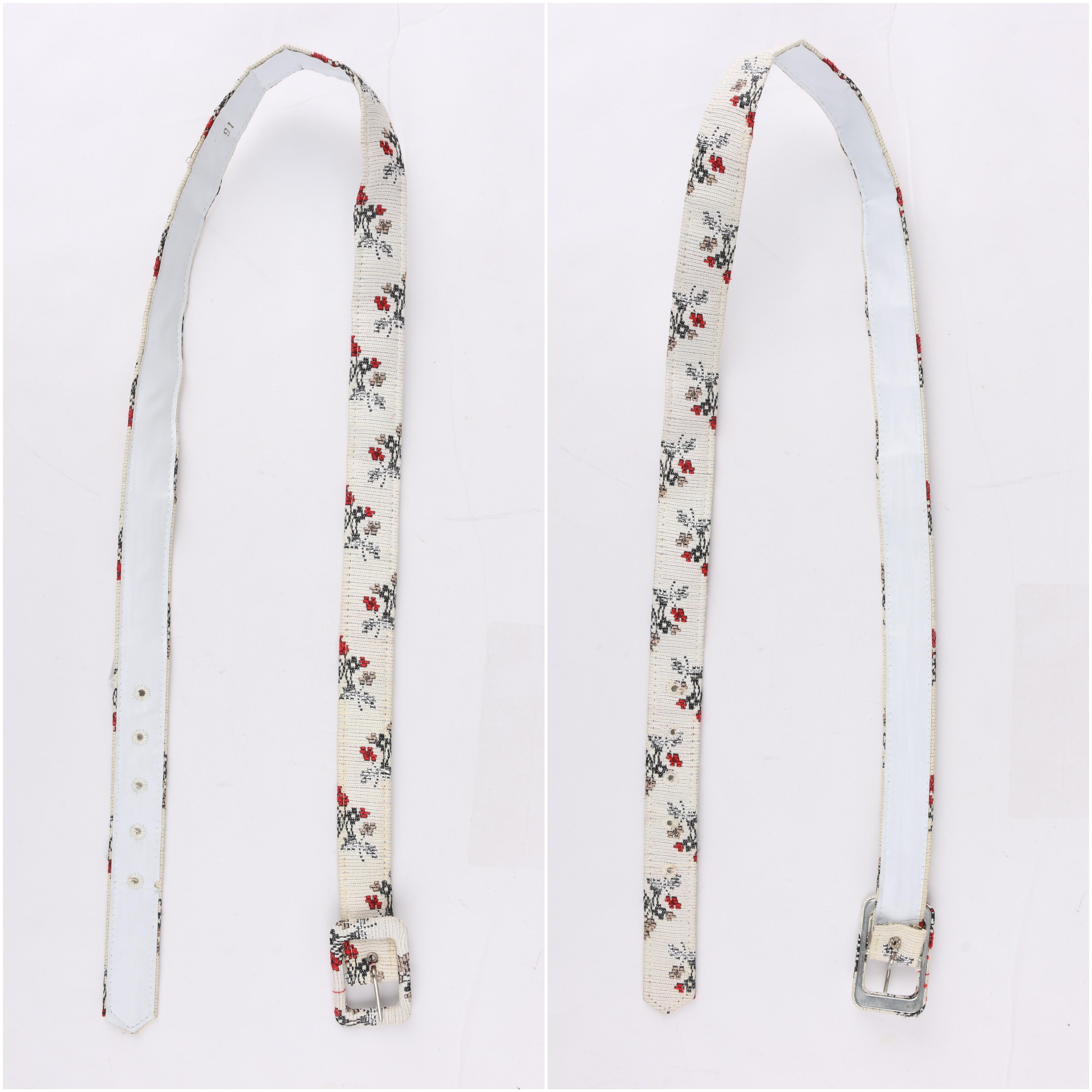 NELLY DE GRAB ca. 1960er 2-teiliges Set aus roter Satinbluse und geblümtem Jacquard-Maxirock im Angebot 1