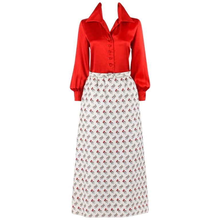 chinese dress ladies Final Sale Plus Size 2pc Maxi Skirt Set with Round Neck in Red (Set Not A Dress) main image 0
