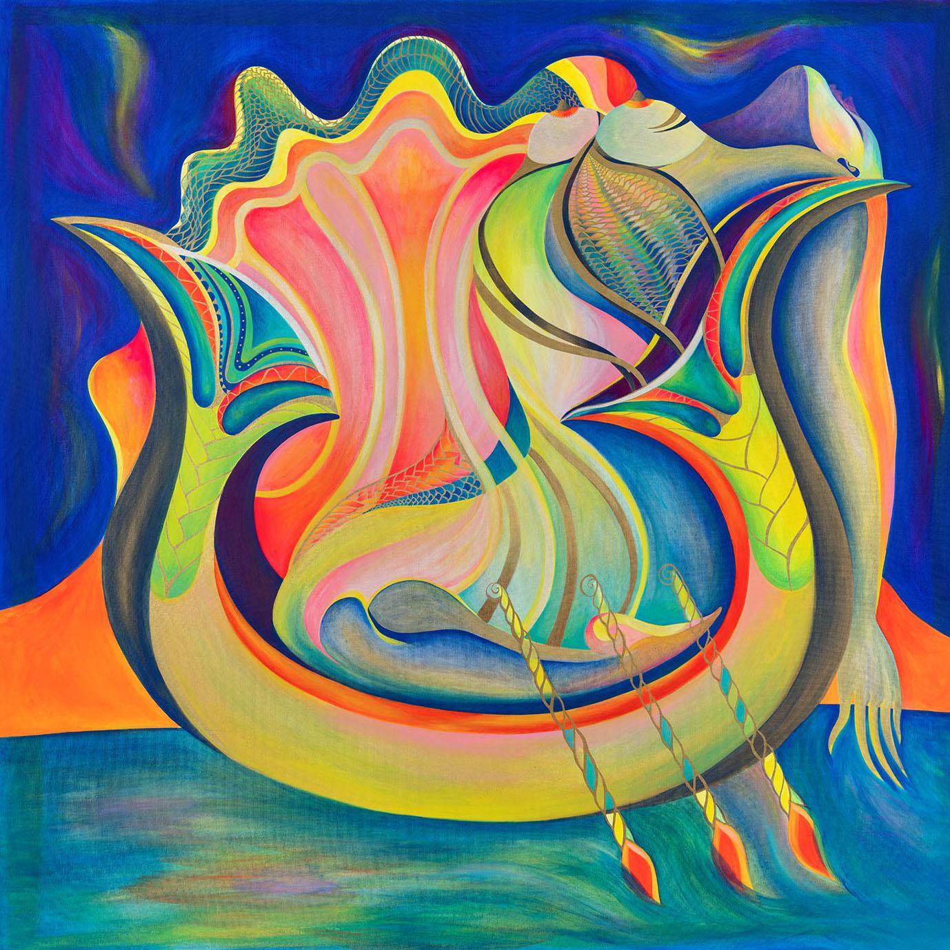 "Venus Of The Nile" - Colorful Mythological Painting by Moroccan Nelly Zagury