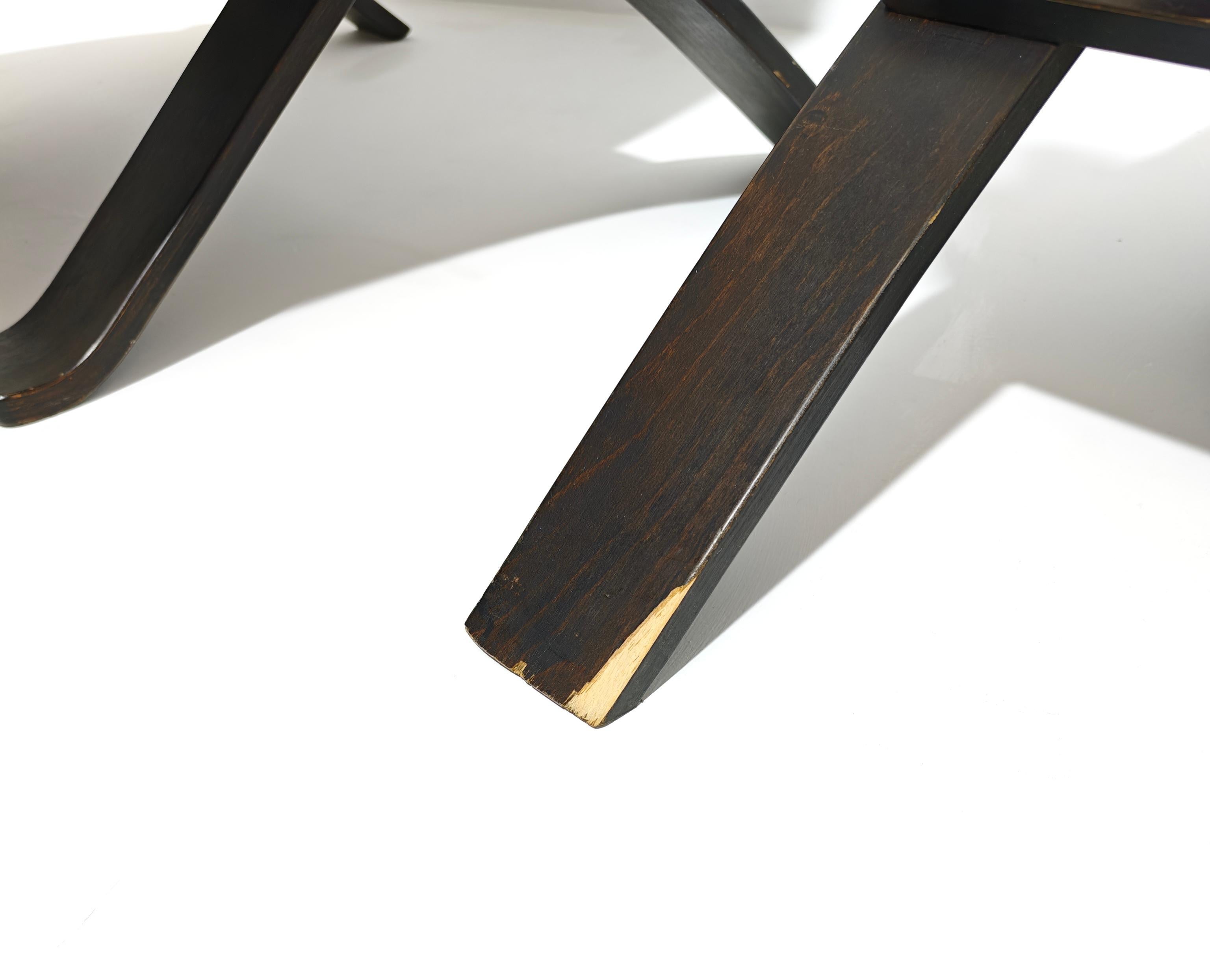 Nelo Arredi Pair of Folding Armchairs in Wood and Leather Italy 80s Mid-Century in vendita 7