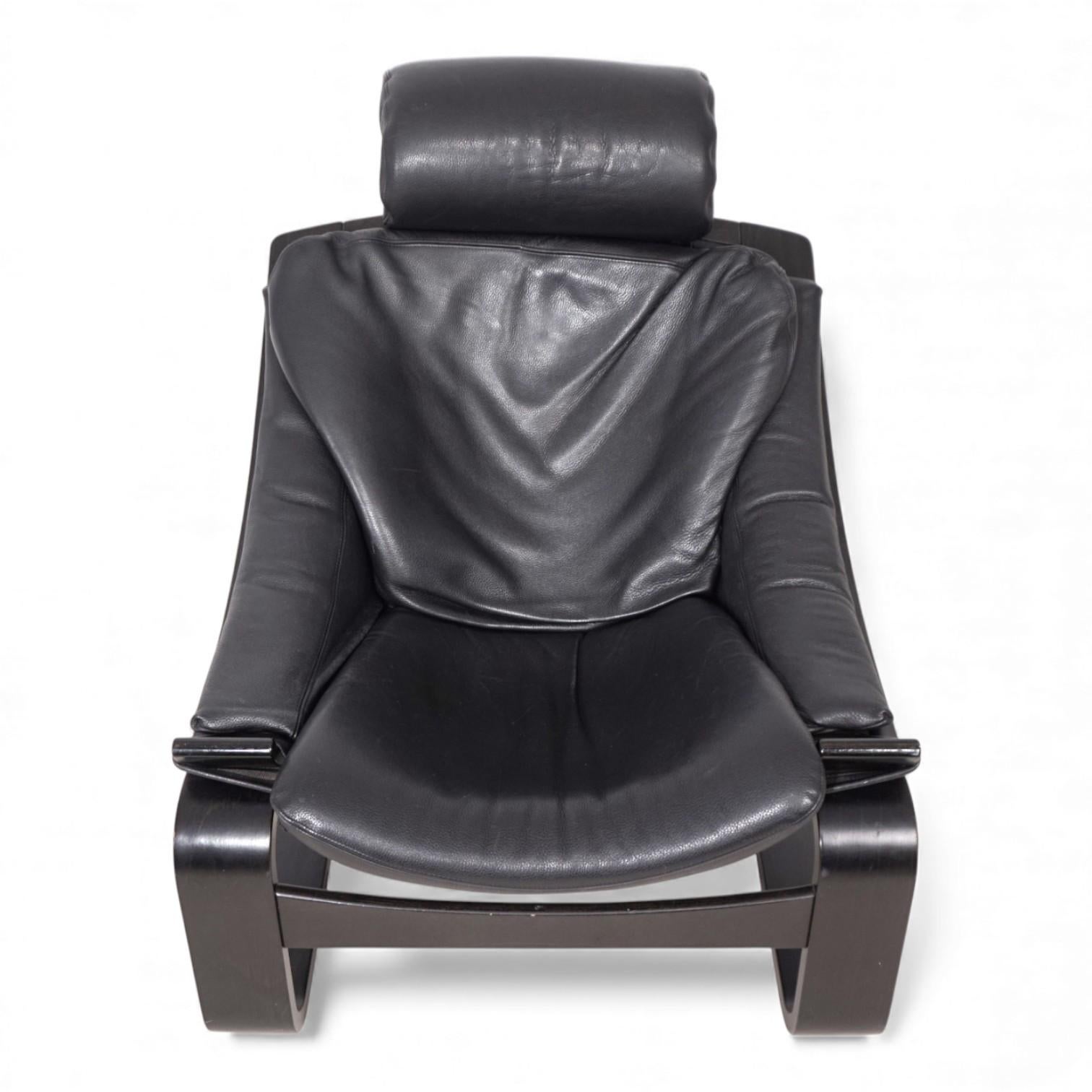 Chaise longue en cuir noir Nelo Kroken par Åke Fribytter, 1970 en vente 4