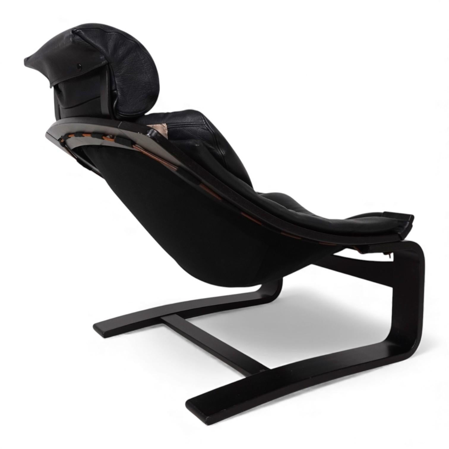 Chaise longue en cuir noir Nelo Kroken par Åke Fribytter, 1970 en vente 5