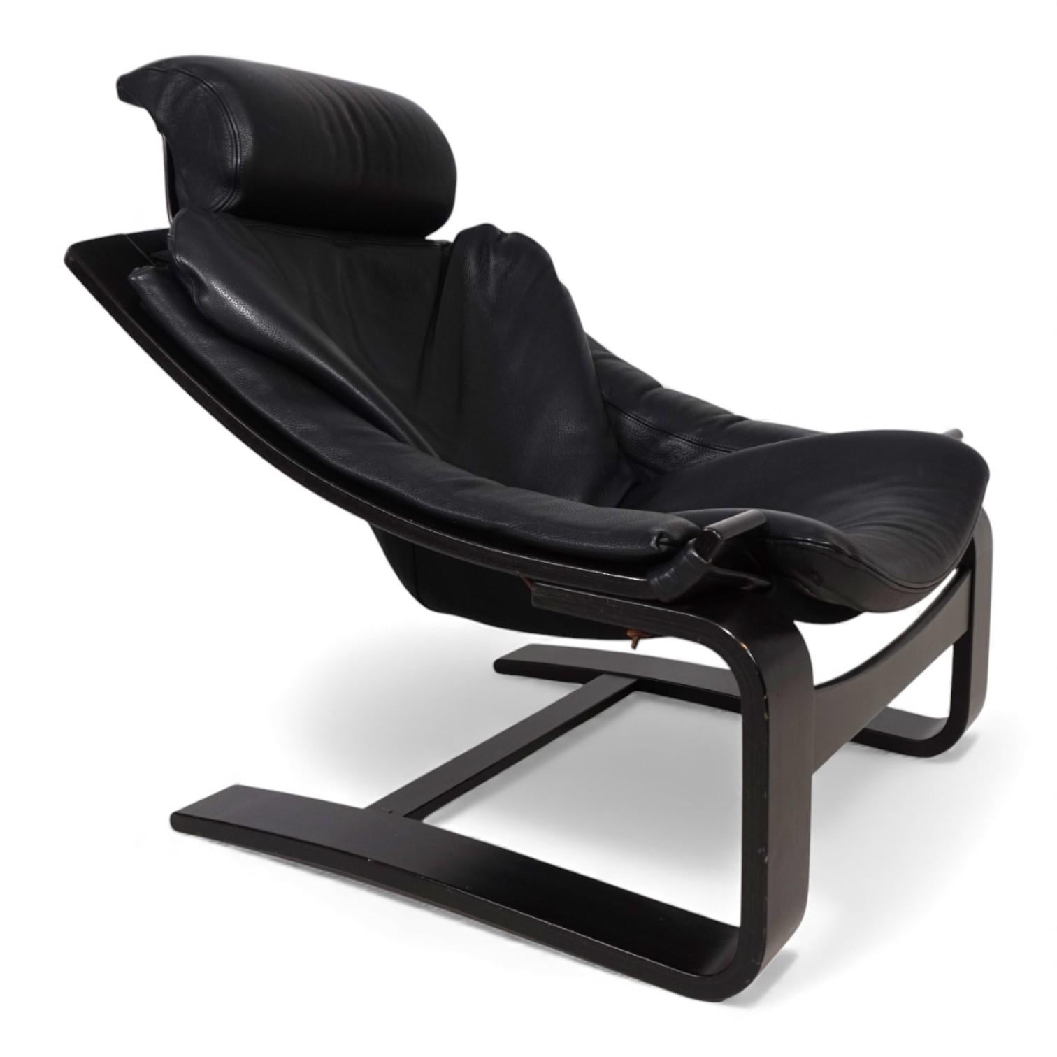 Chaise longue en cuir noir Nelo Kroken par Åke Fribytter, 1970 en vente 6