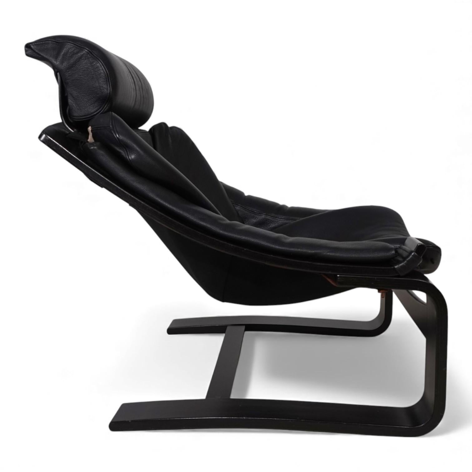 Chaise longue en cuir noir Nelo Kroken par Åke Fribytter, 1970 en vente 9