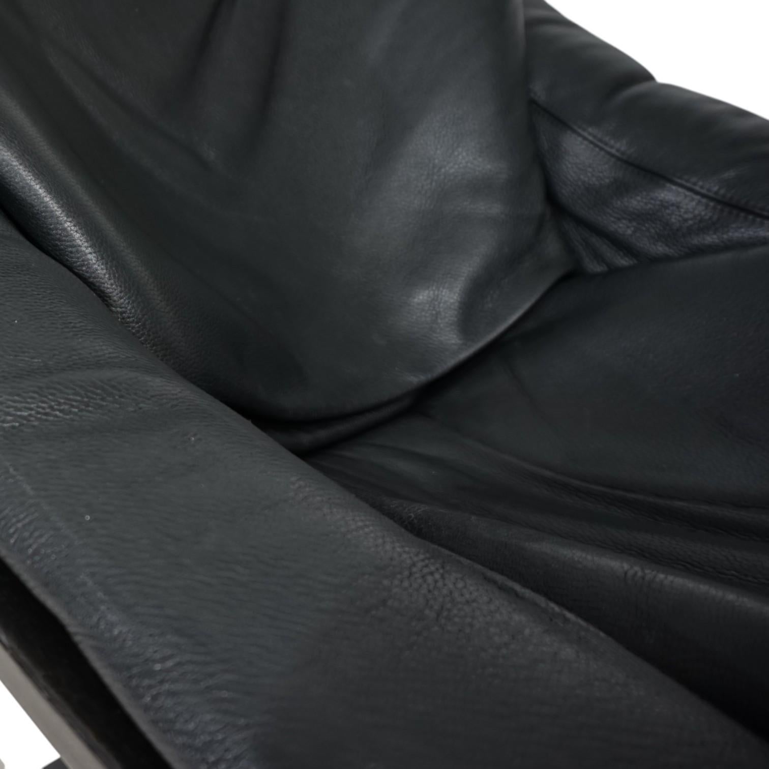 Chaise longue en cuir noir Nelo Kroken par Åke Fribytter, 1970 en vente 10