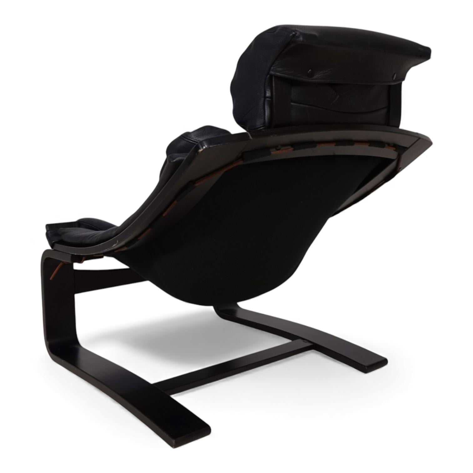 Fin du 20e siècle Chaise longue en cuir noir Nelo Kroken par Åke Fribytter, 1970 en vente