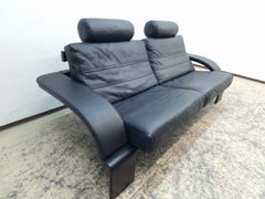 Nelo Kroken Sofa Åke Fribytter Designer Ledersofa Designersofa Couch in schwarz