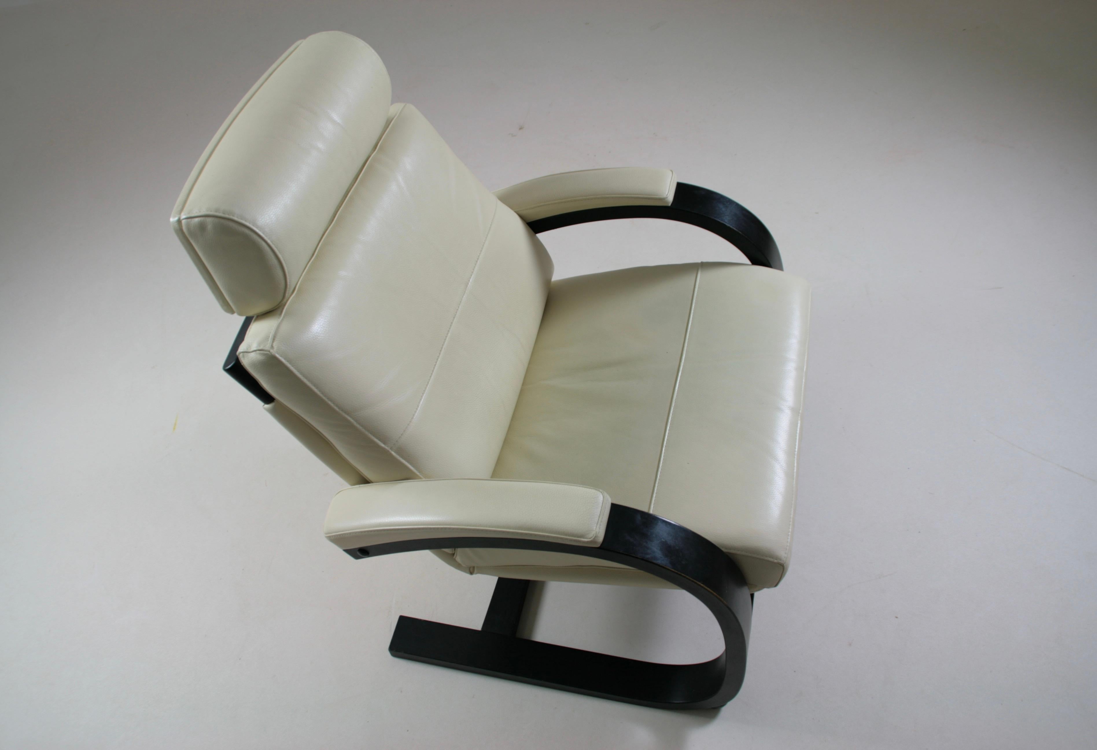 Leather Nelo Swedish leather recliner armchair by åke fribyter For Sale