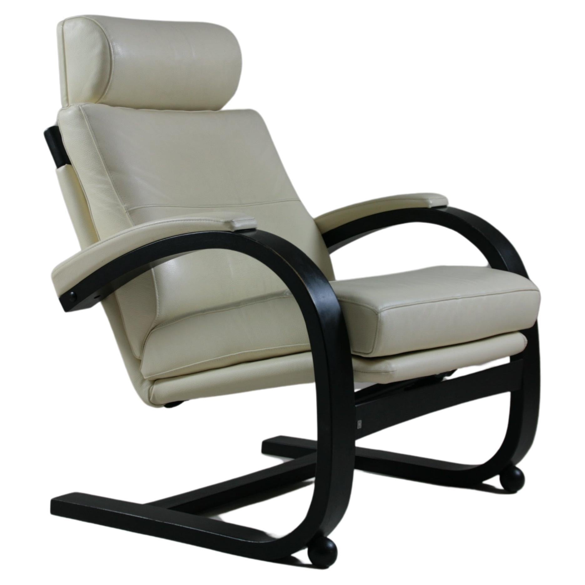 Nelo Swedish leather recliner armchair by åke fribyter For Sale