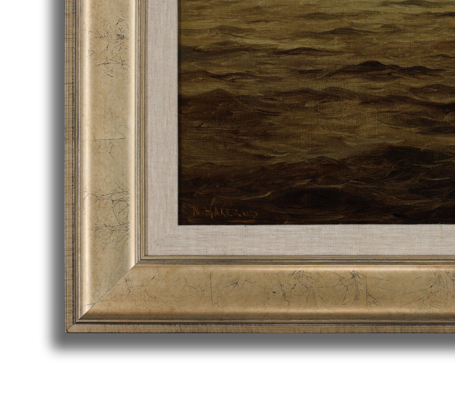 Impressionist Seascape Oil Painting on Canvas by Nels Hagerup, Framed 3