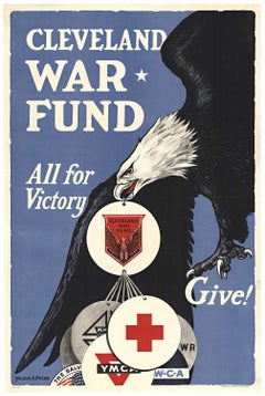 Original 'Cleveland War Fund, All for Victory' vintage lithograph poster