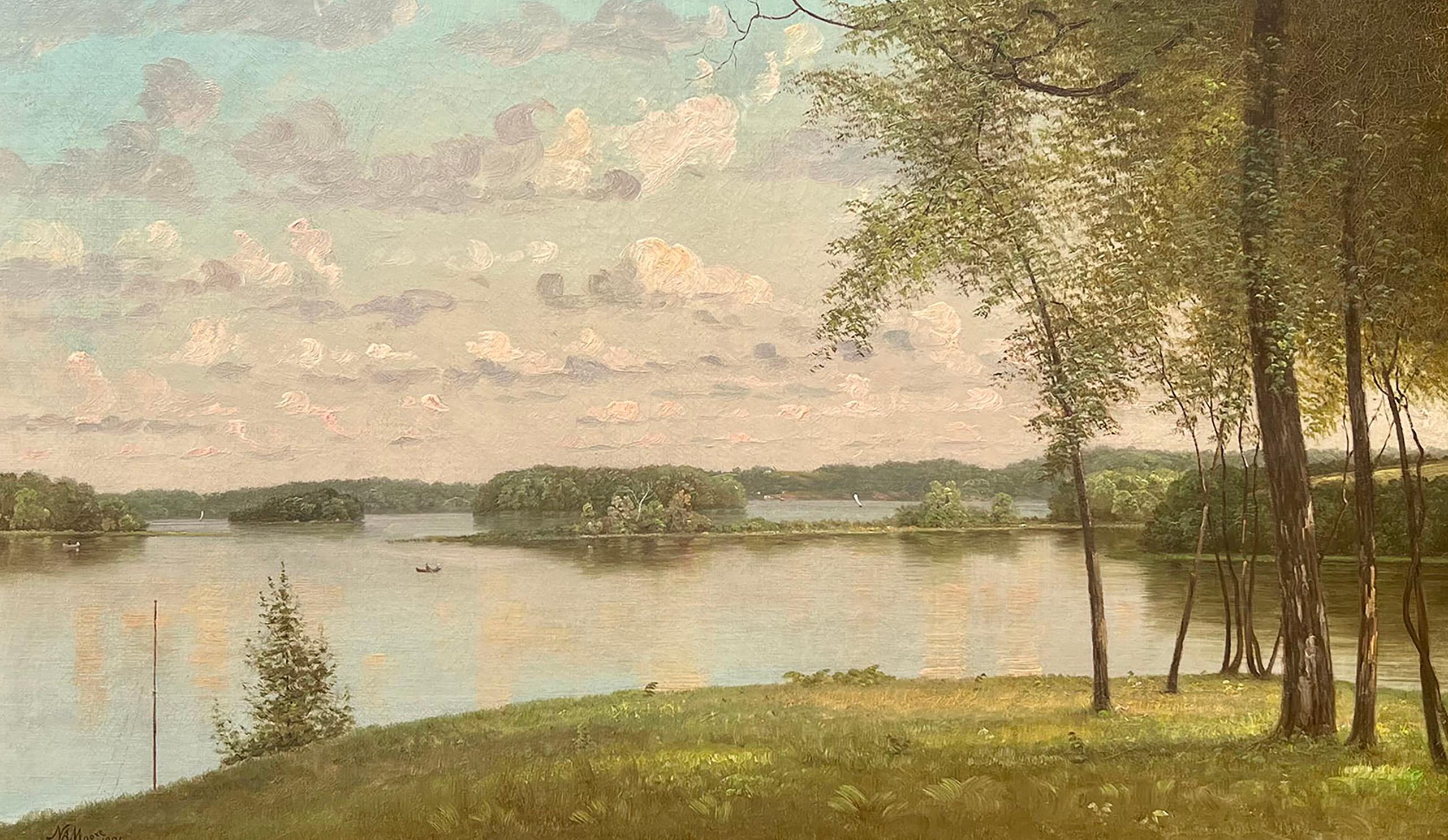 Lago Minnetonka dell'artista della Scuola del Fiume Hudson Nelson Augustus Moore (1824-1902) 3