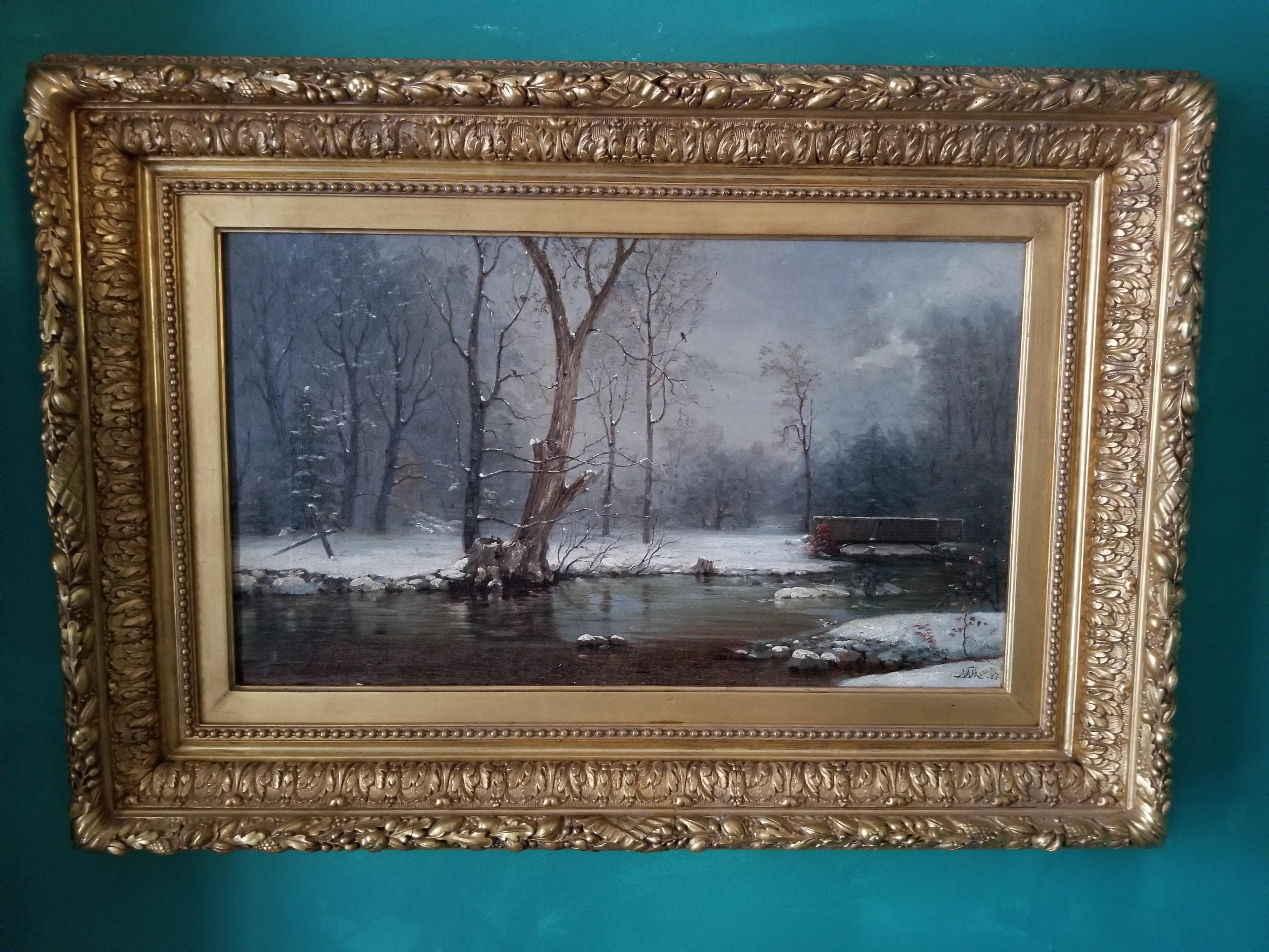 River in Winter - Painting by Nelson Augustus Moore