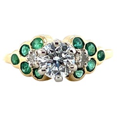 Nelson Coleman Design Diamond and Emerald 14k Two Tone Gold Ring 1980s