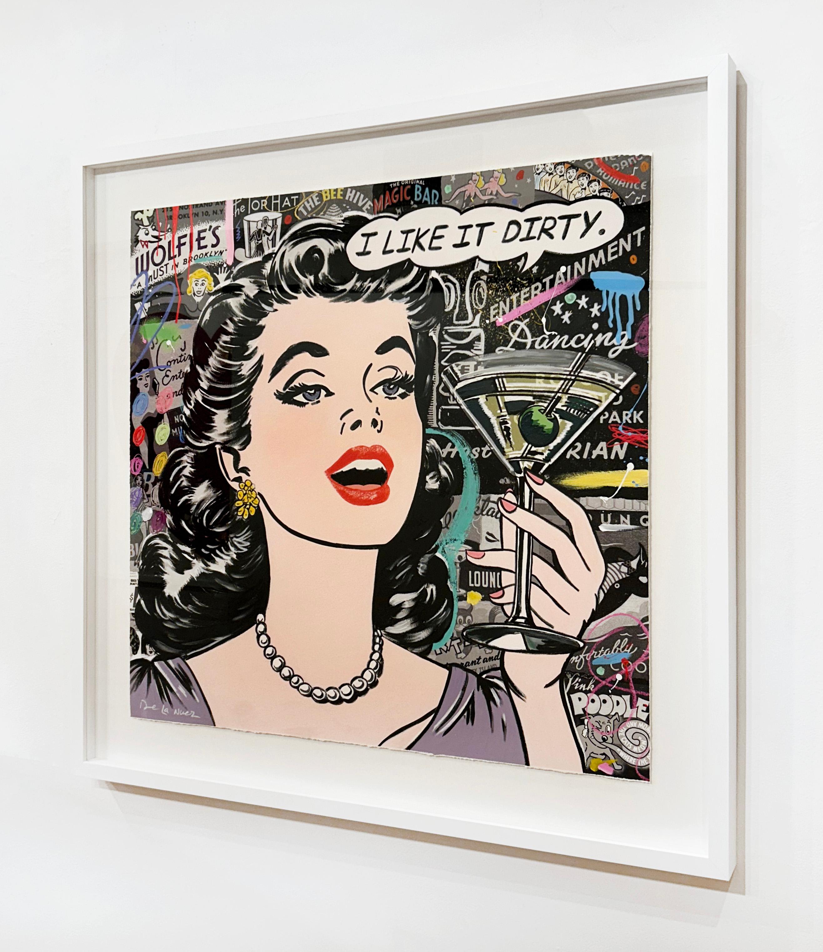 Artist:  De La Nuez, Nelson
Title:  Dirty Girl
Date:  2025
Medium:  Mixed Media, Acrylic and Oil on Paper
Framed Dimensions:  41