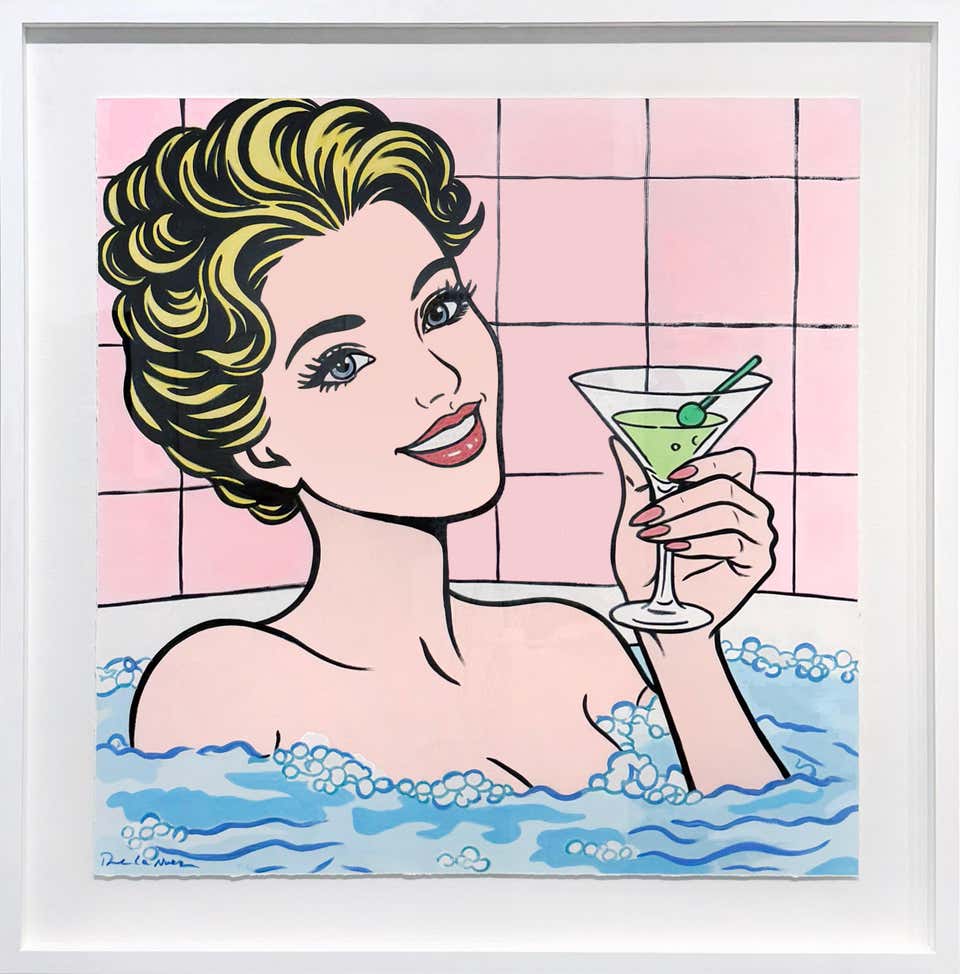 Nelson De La Nuez "Martini Time" Mixed Media