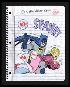 Nelson De La Nuez Spank Me, Mr. Batman! Mixed Media Oil Pastel Sketch 