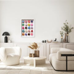 Glazed Pop Donuts - Color Drenched Framed Sculptural Dessert Still Life Pop Art