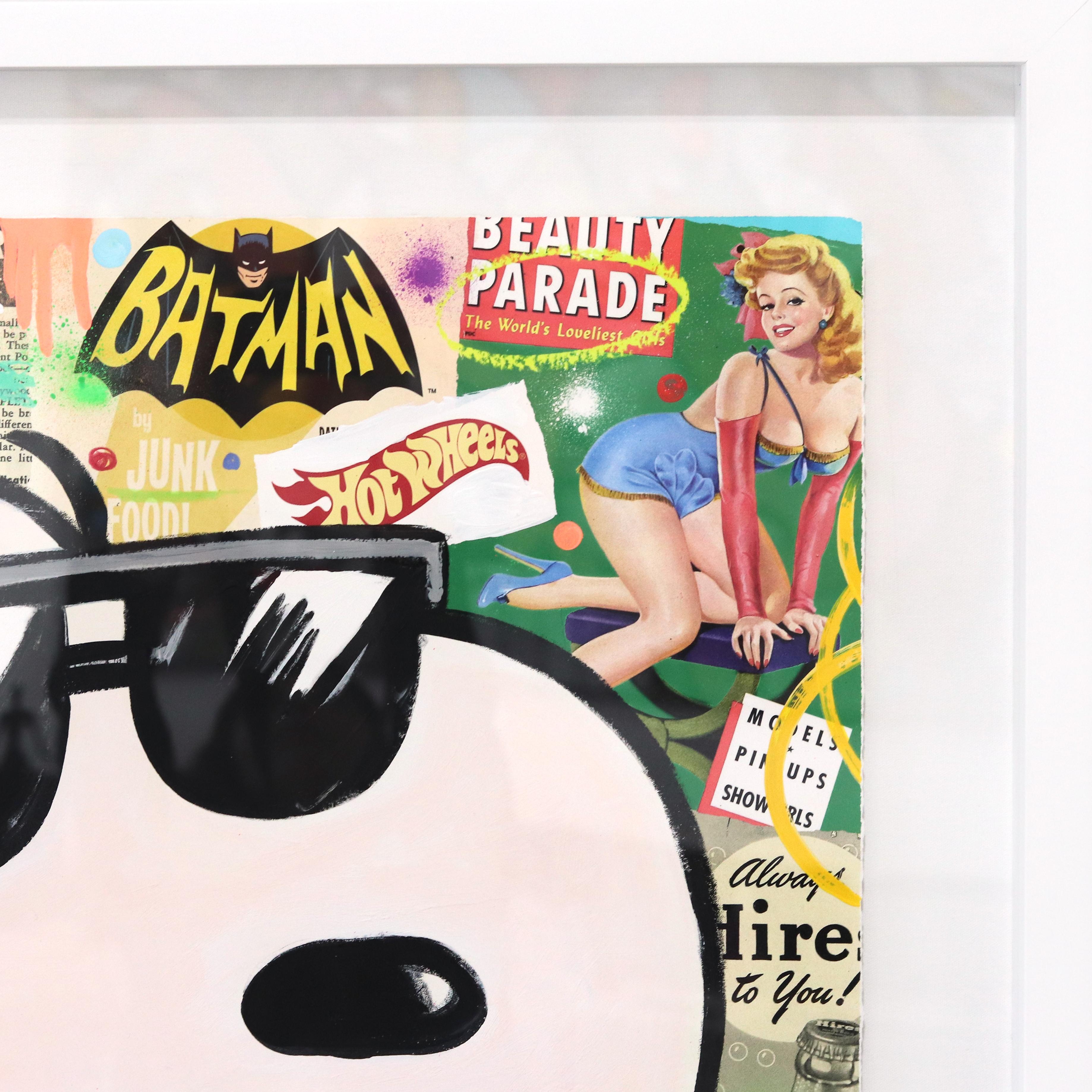 Joe Cool Stance - Peinture originale encadrée Figurative Snoopy Cartoon Pop Art en vente 1