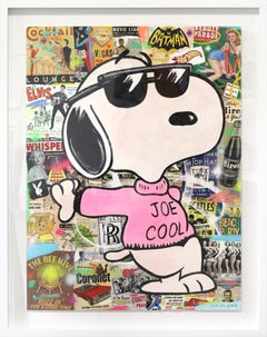 Joe Cool Stance - Peinture originale encadrée Figurative Snoopy Cartoon Pop Art