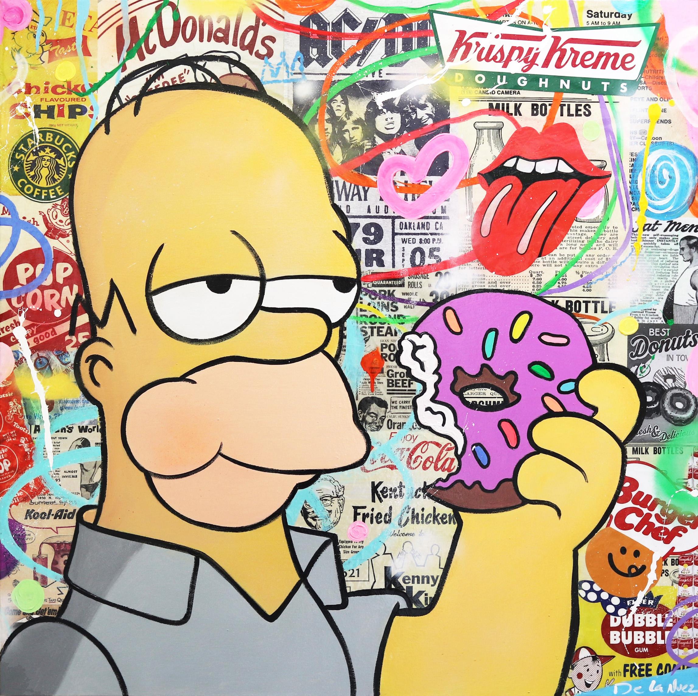 Junk Food Junkie - Gran Pintura Pop Art Original sobre Lienzo