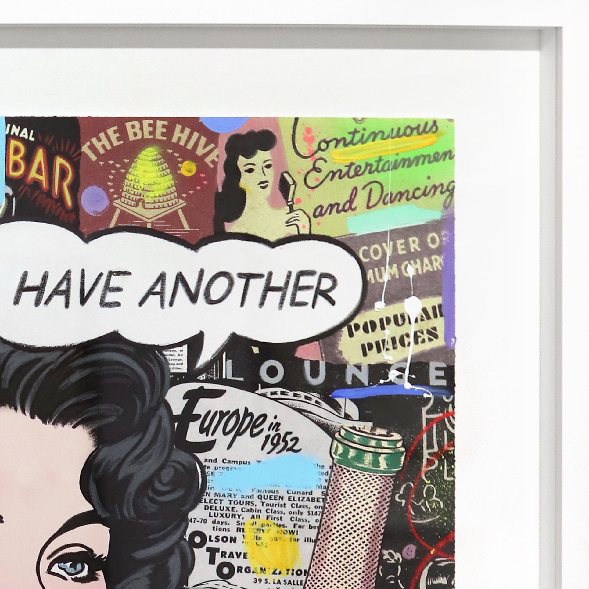 Just One More - Original encadré Figurative Woman Portrait Pop Art Painting en vente 3