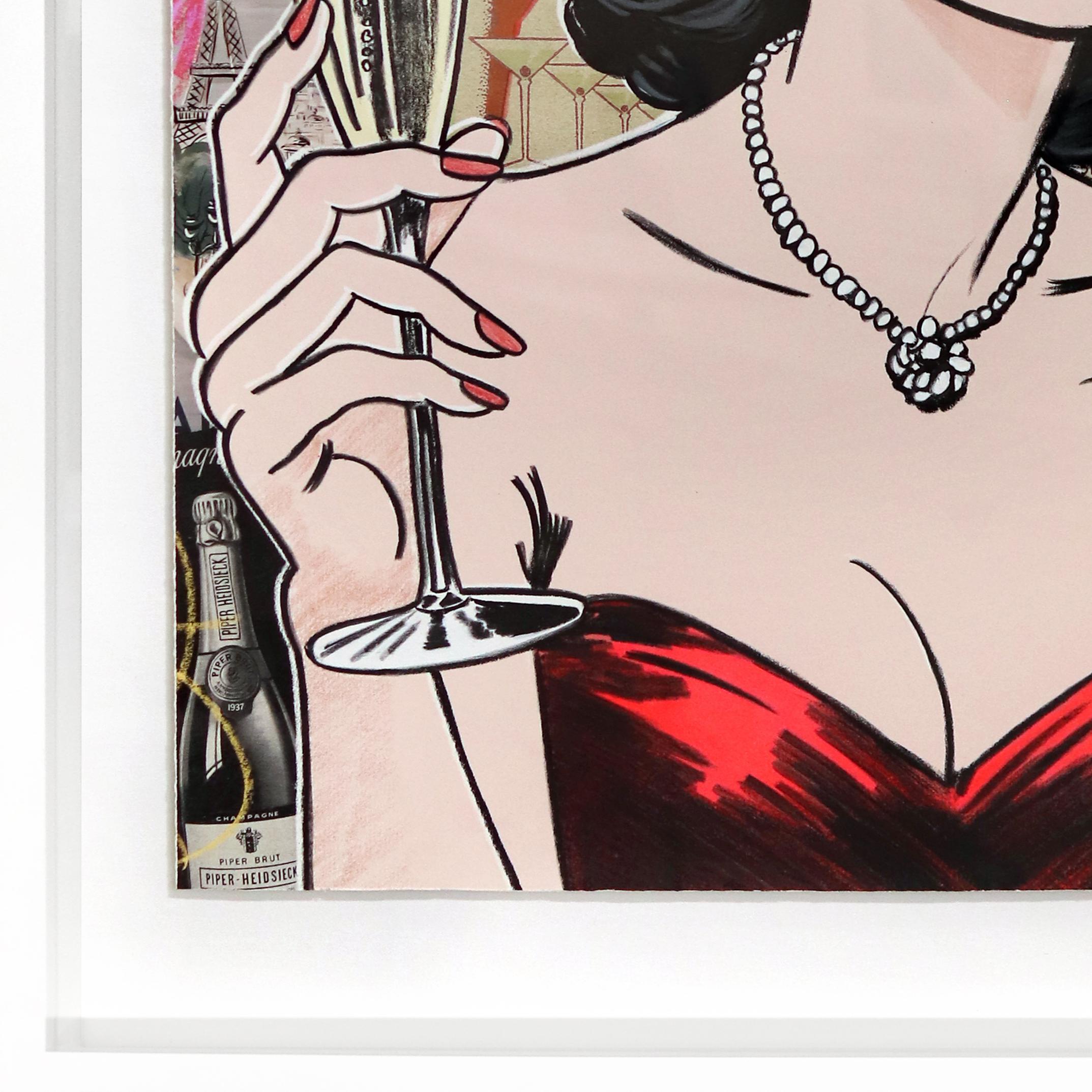 Just One More - Original encadré Figurative Woman Portrait Pop Art Painting en vente 5
