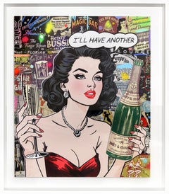 Just One More - Original encadré Figurative Woman Portrait Pop Art Painting