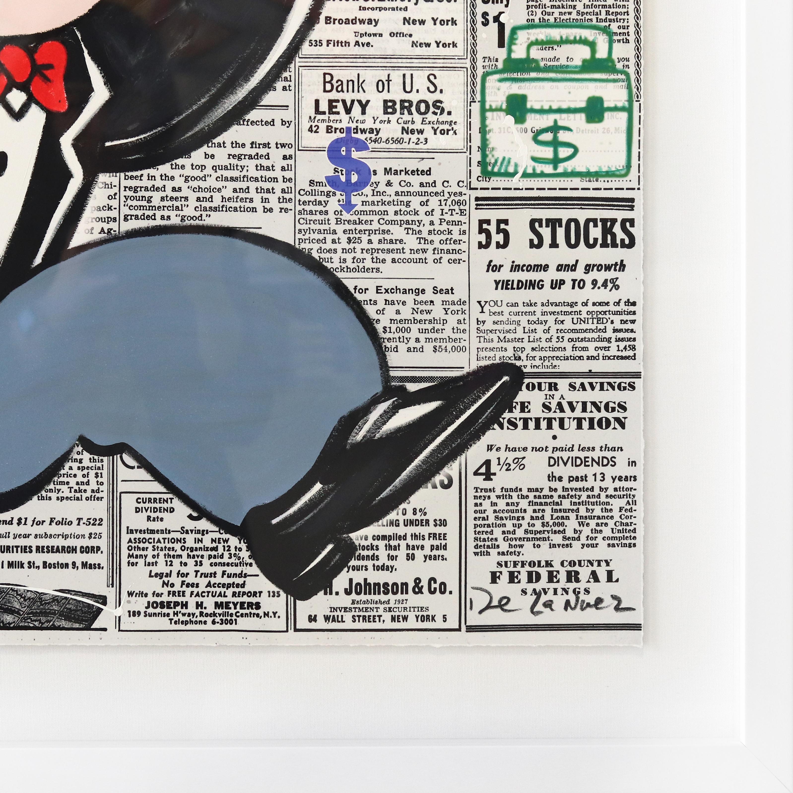Market Whirls Up Up Again - Peinture figurative originale encadrée de Monopoly Pop Art en vente 3