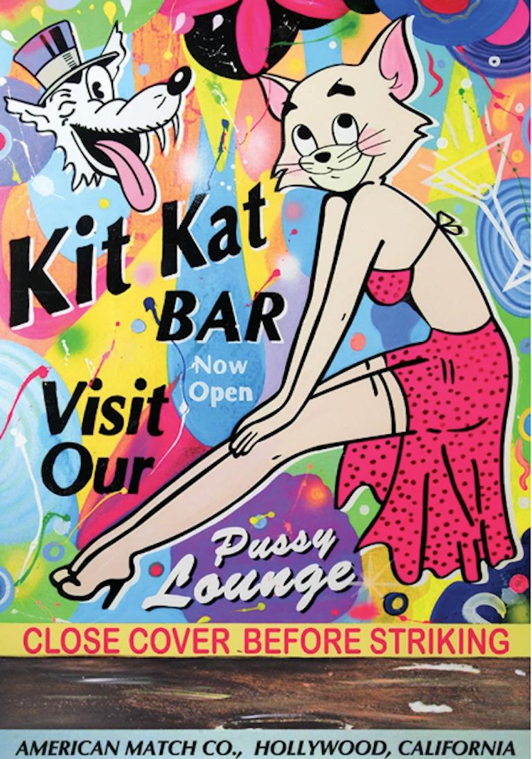 Nelson De La Nuez
Kit Kat Club
63" x 44"
Handbemalt, Mixed Media auf Leinwand
Einzigartig
2018

Nelson De La Nuez ist einer der weltweit meistgesammelten und bedeutendsten Pop-Künstler der Gegenwart und ein geborener Bilderstürmer. Mit seiner