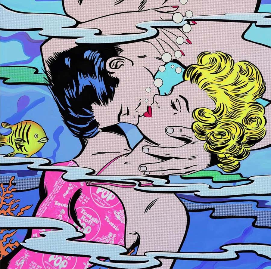 Pop Romance - Floats in white frame - Signed