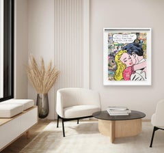 Viajeros por el mundo - Pintura Pop Art Ilustrativa Figurativa Hombre y Mujer Enmarcada