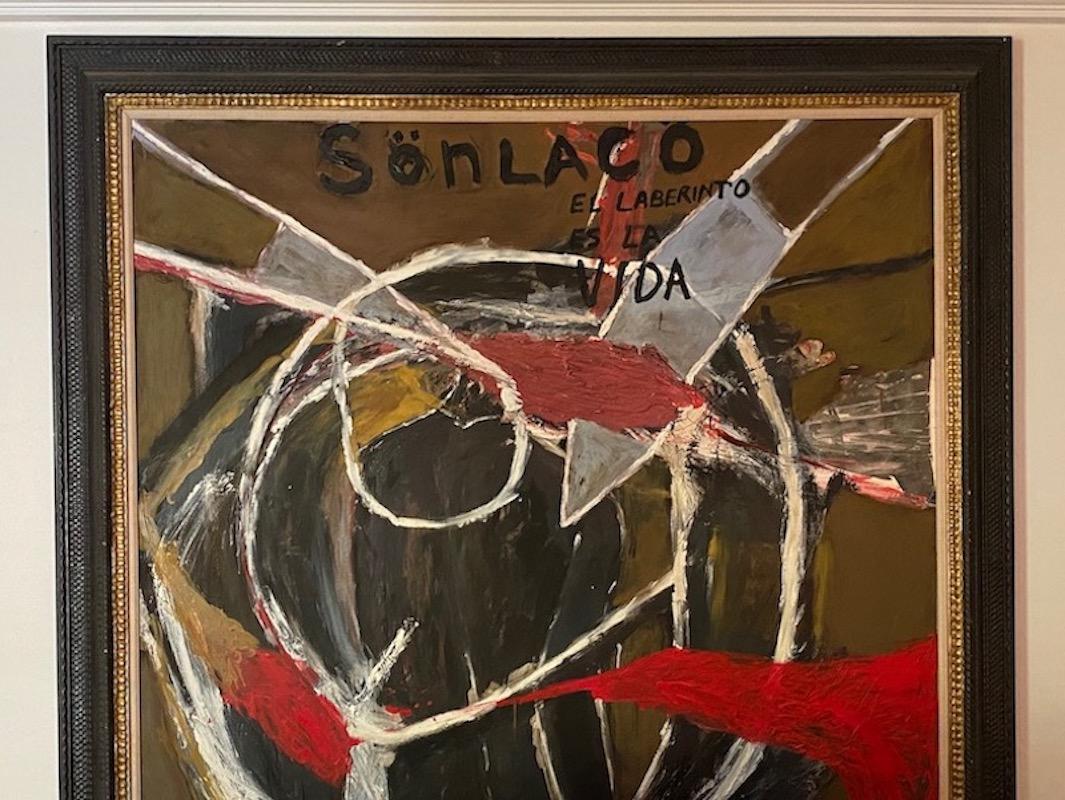 Großes abstraktes Gemälde  In der Art von Basquiat – Painting von Nelson Diaz