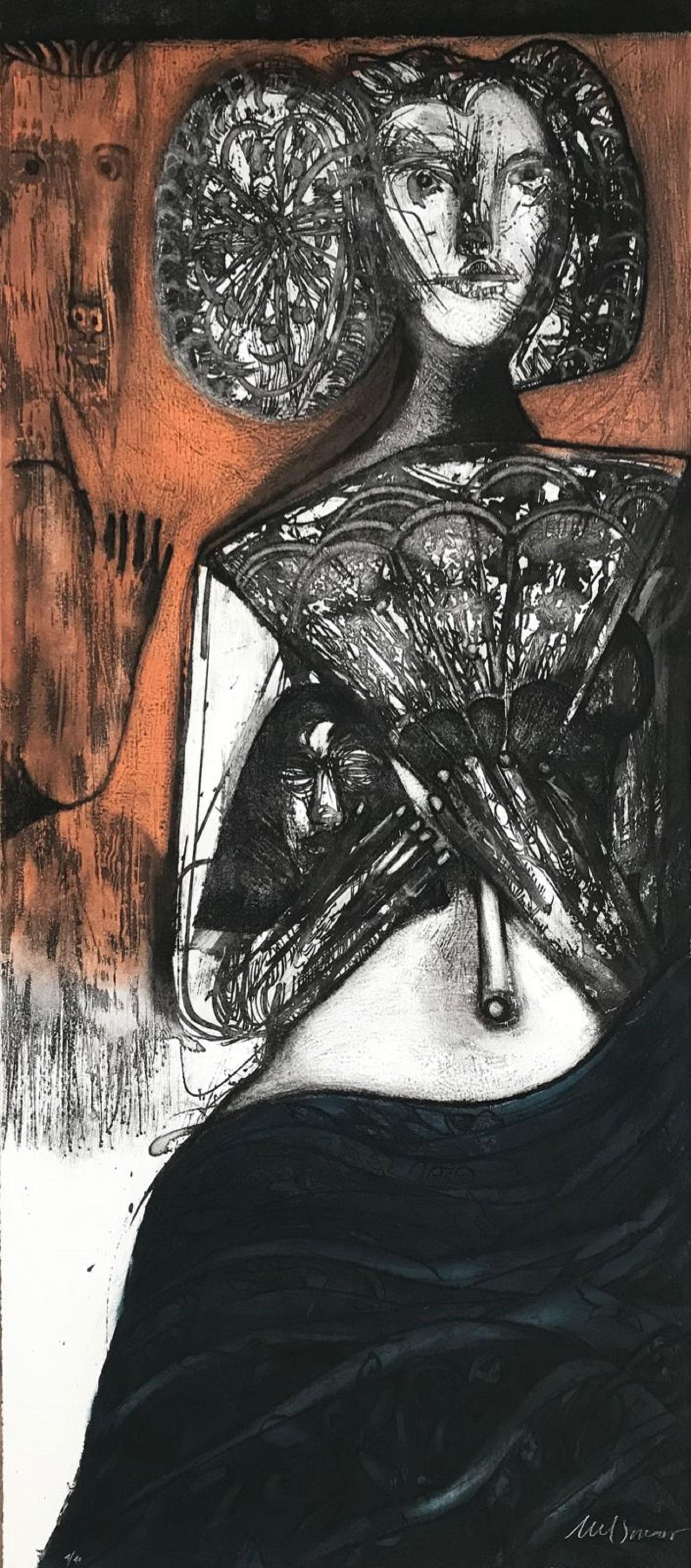 Nelson Dominguez, ¨La dama de Elche¨, 2005, Aquatint, 47.4x20.7 in