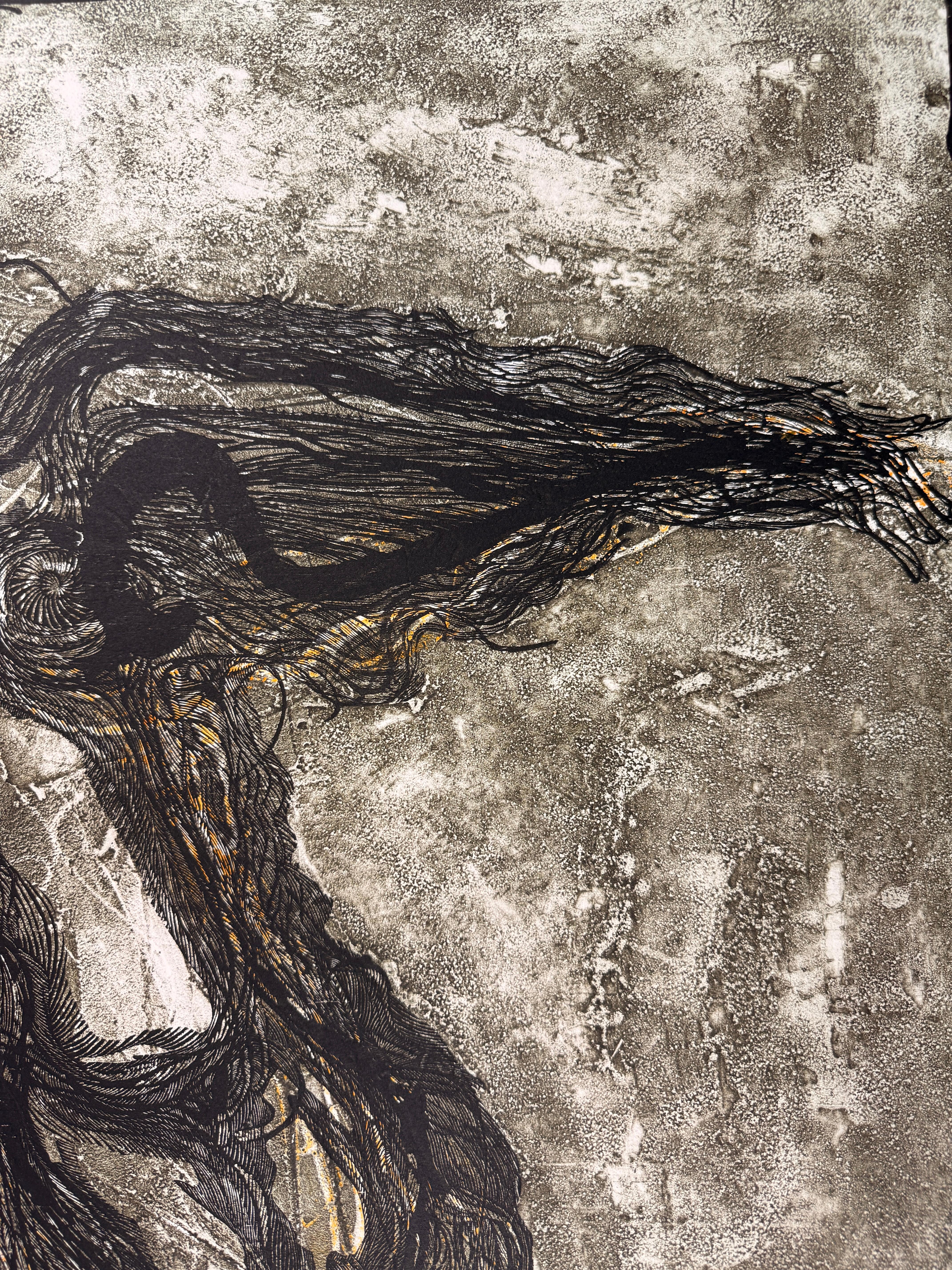 Nelson Dominguez (Cuban, 1947)
'La mujer del café', 2012
Woodprint and collagraph
124.5 x 84.5 cm. (49 x 33.3 in.)
Edition of 10
Unframed