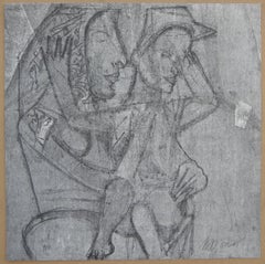Nelson Domínguez, ¨Madre (gris)¨, 2005, Técnica mixta, 19,7x19,7 pulg.