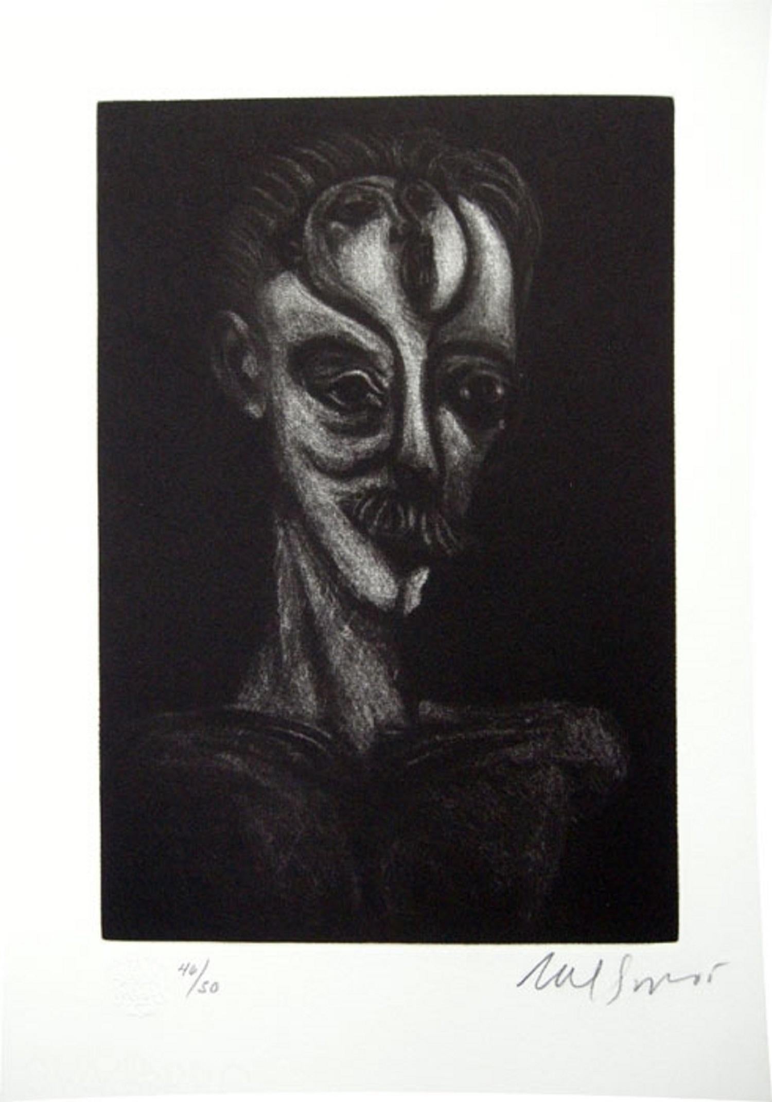 Figurative Print de Nelson Dominguez - Nelson Domínguez, ¨Martí¨, 2005, Grabado, 14,6x14,6 pulg.