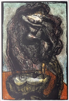 Donna del tabacco, 2012 incisione xilografica originale firmata 49x33 pollici