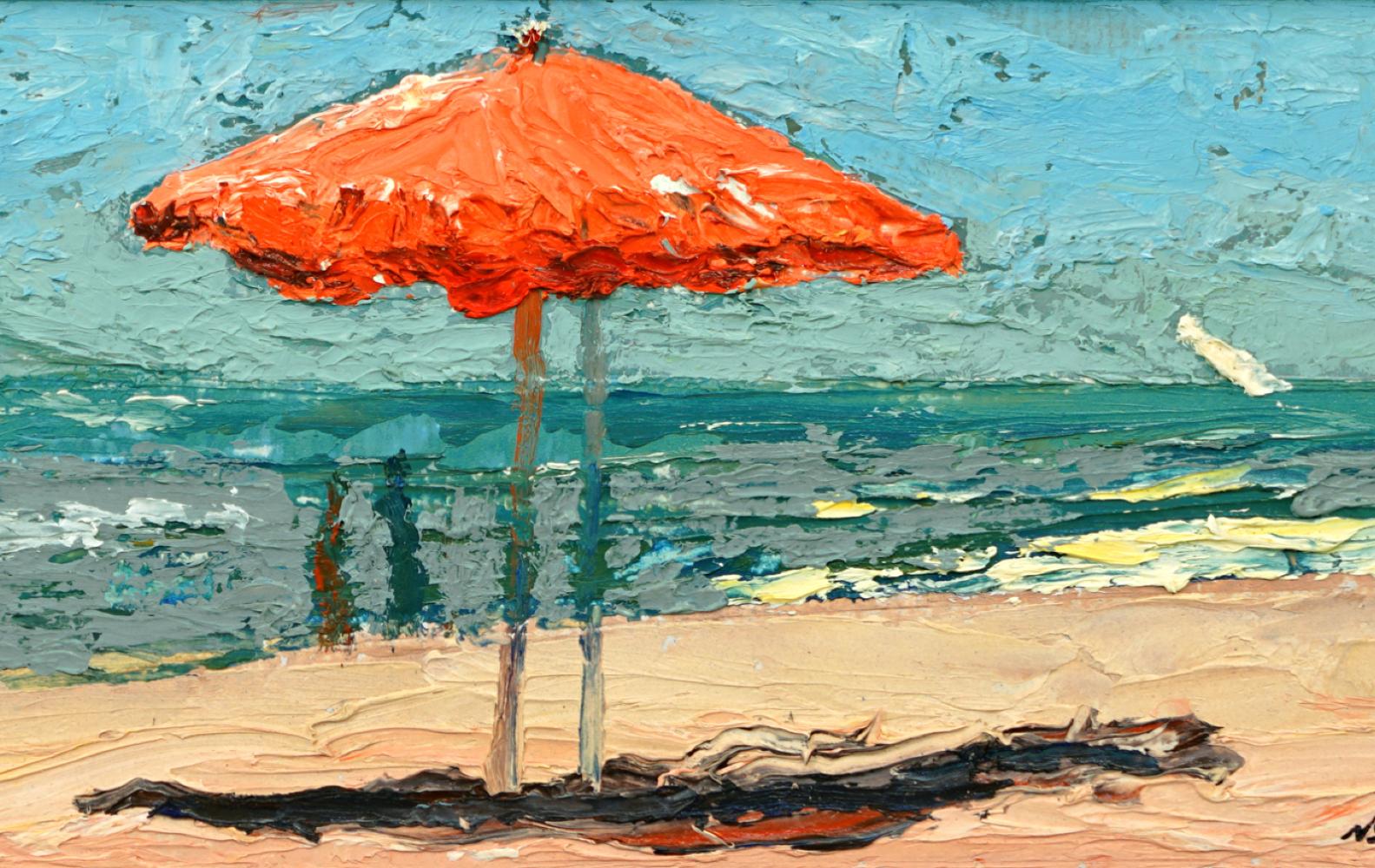 EL TAMAÑO ENMARCADO ES 8 X 15

Las playas italianas  son un tema común en los cuadros de Nelson White, como se ve en este óleo de 4 x 11 pintado por Nelson White.   El título de esta playa italiana es Bagno Martinelli. Sus cuadros muestran su amor