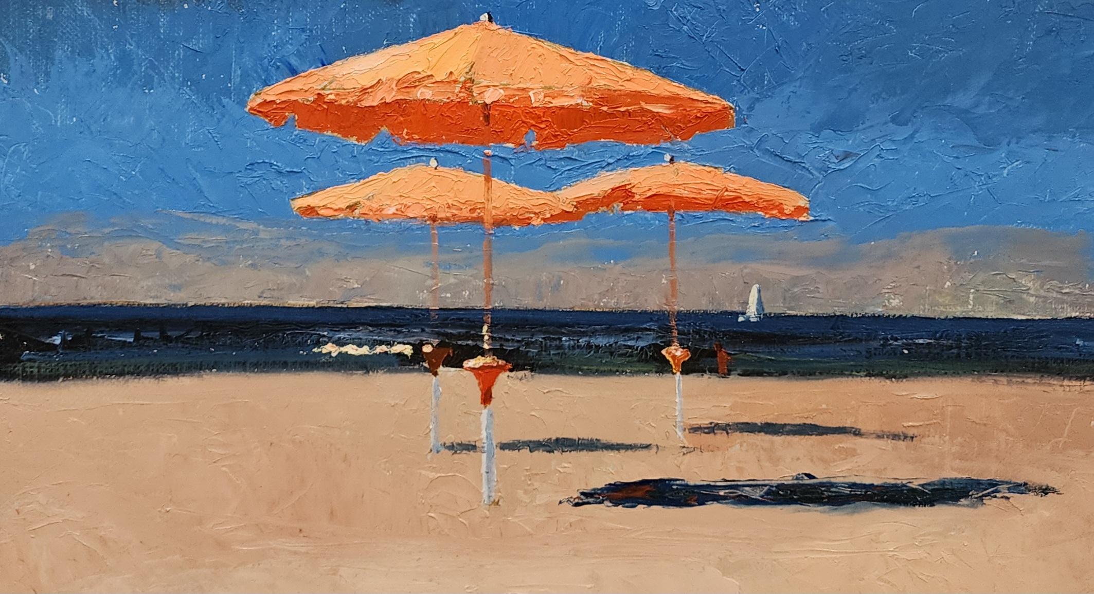 FRAMED SIZE IS 22 X 30 Painting 

The Italian Beaches  are a common theme in Nelson White paintings as seen in this 16 x 20 oil painting by Nelson White.   The title for this Italian Beach is Bagno Salute  (2023) . His paintings show his love for