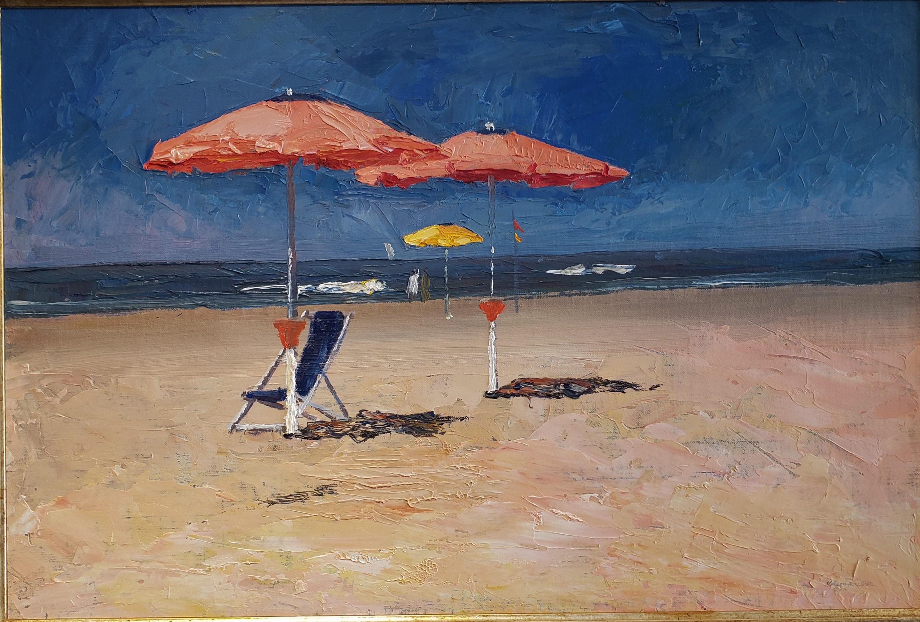 Bagno Salute, Italian Beach, Individual Style, Outdoor and Nature  - Painting by Nelson H. White