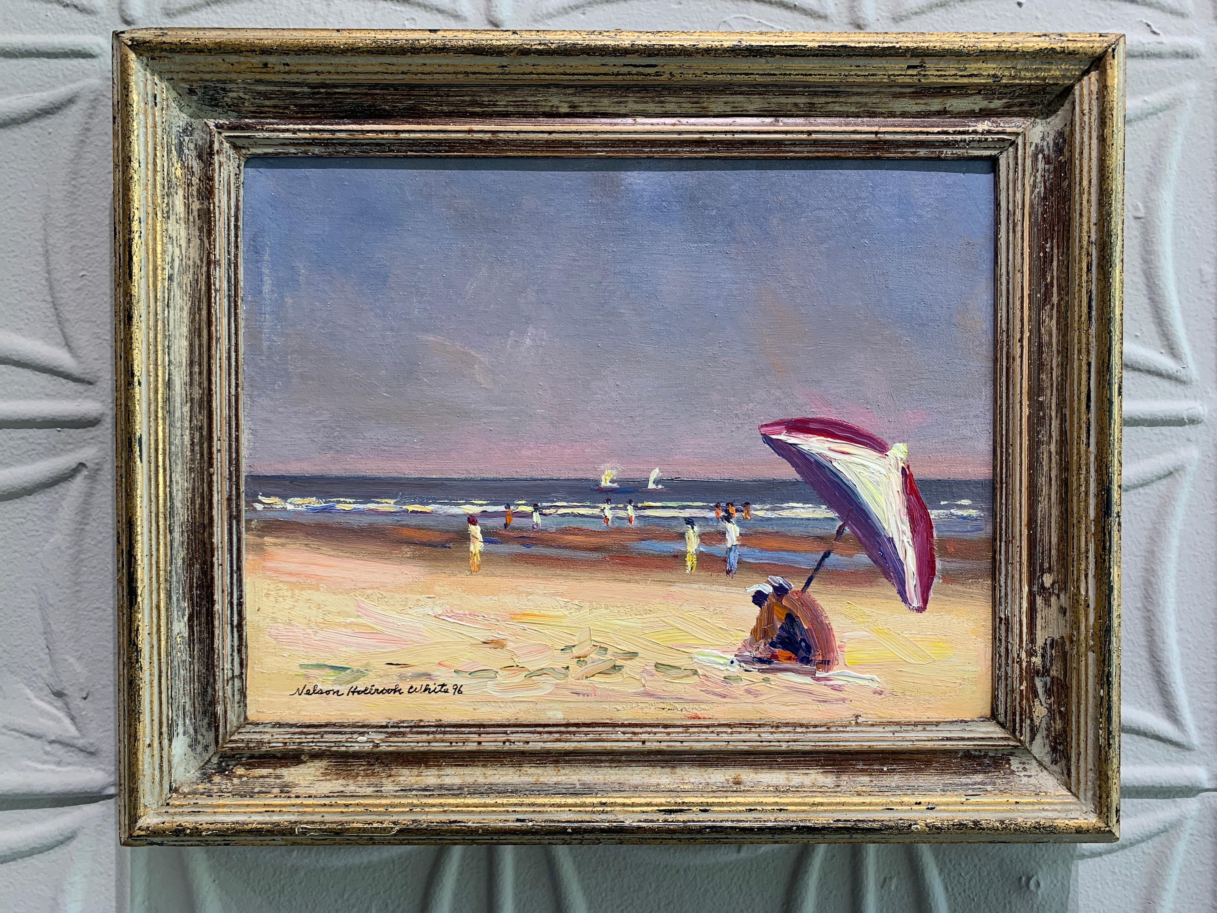 Strandszene Ogunquit Maine 04.02.1996 – Painting von Nelson H. White