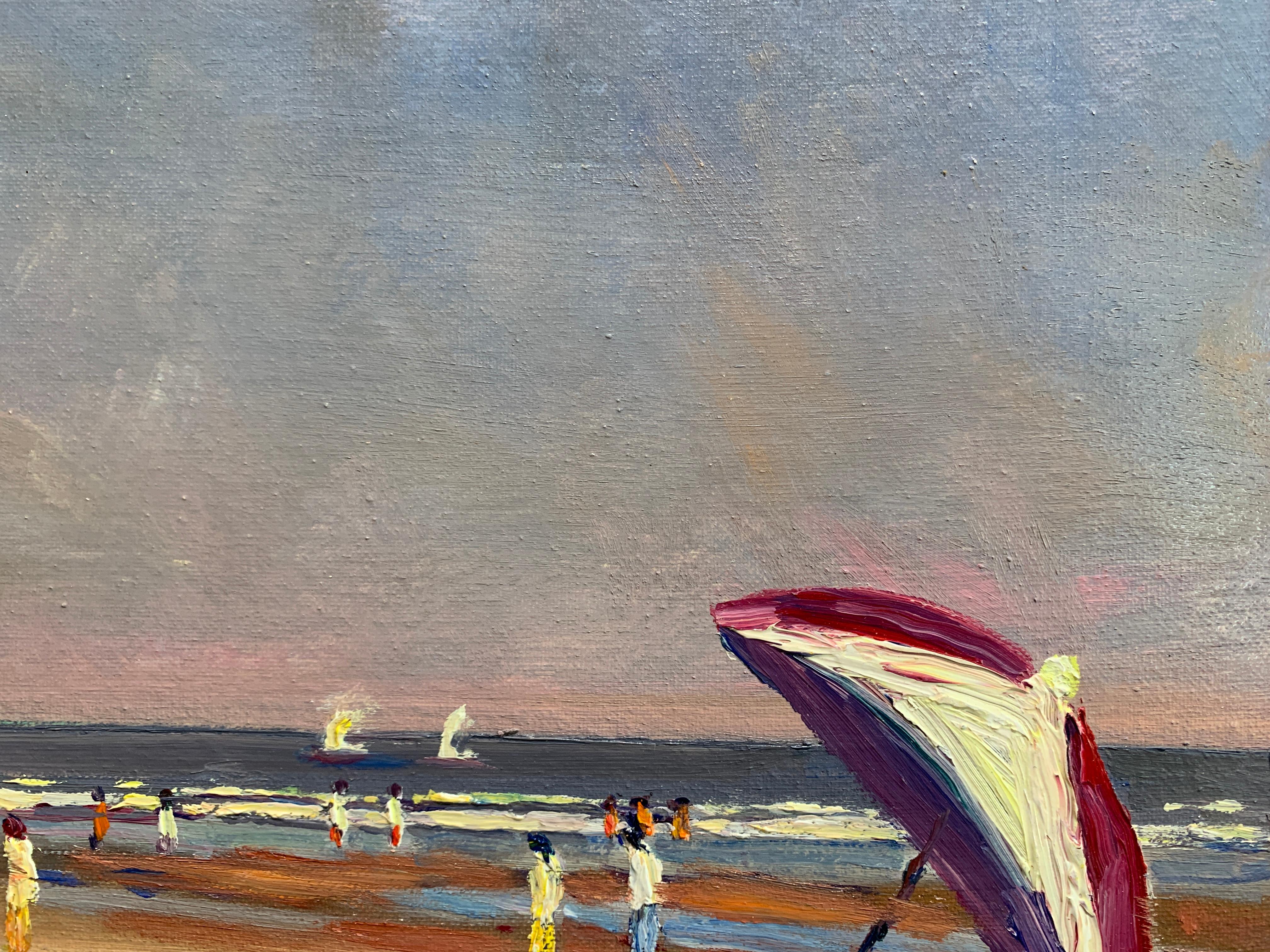 Beach Scene Ogunquit Maine 04.02.1996 - American Impressionist Painting by Nelson H. White
